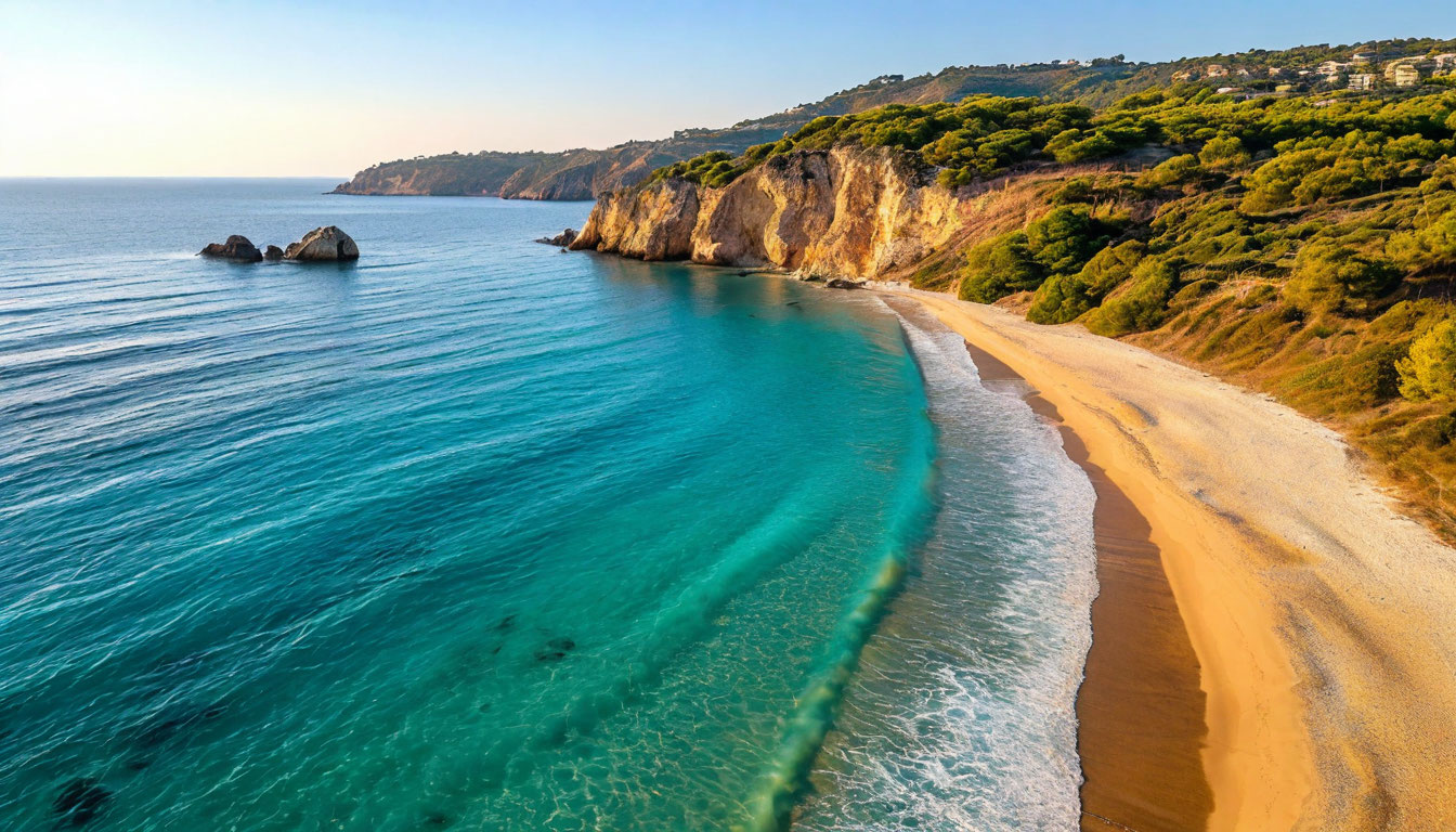Coastal landscape at golden hour