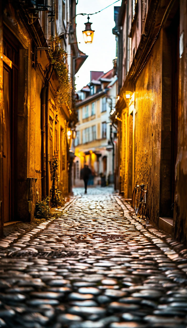 Street portrait in European alley